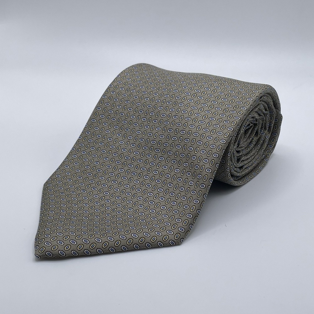 NEW Brooks Brothers Makers Tie All Silk USA Gray Geometric Circles 3.75"W x 57"L